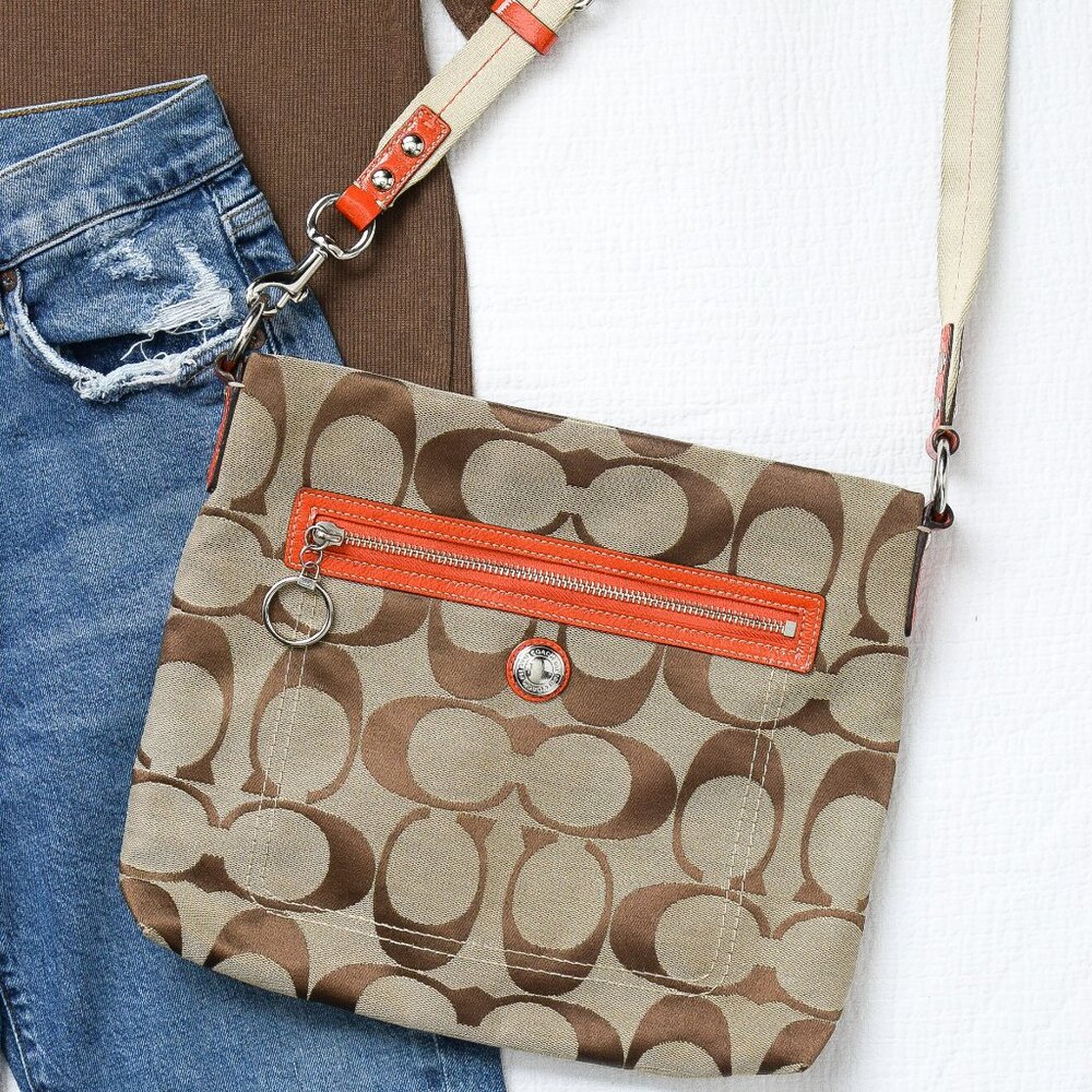 Coach Brown and Orange Crossbody Bag